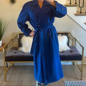 Vintage Womens Jones New York Royal Blue Trench Coat